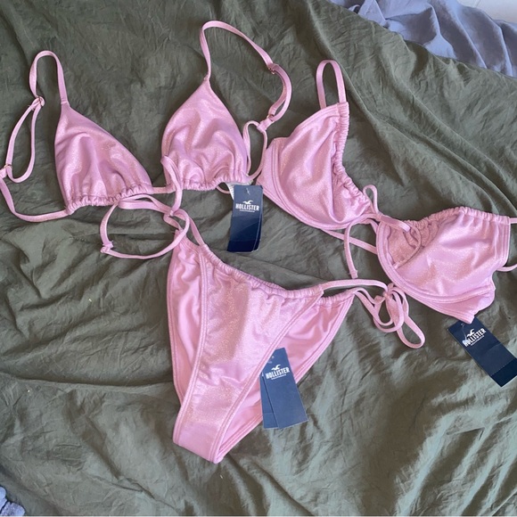NWT Pink/lilac sparkly Hollister bikini set of 3! - Picture 6 of 6